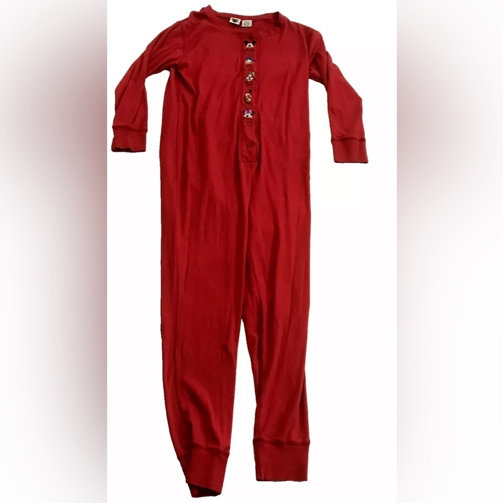 Vtg The Disney Catalog Jumpsuit Pajama Red Butt Flap L/XL Disney Characters